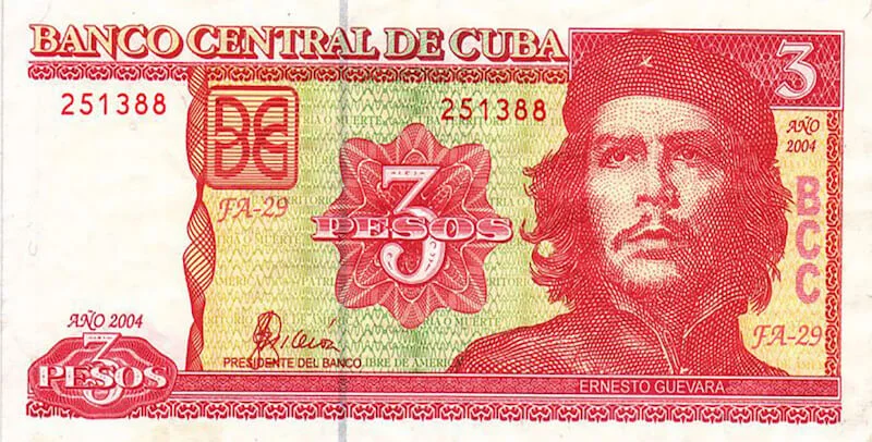 3 pesos cubanos che guevara cuba